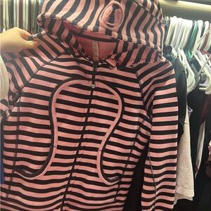 LOOKING 4!!!! Lululemon athletica Pink and Black Striped Hoodie Jacket
